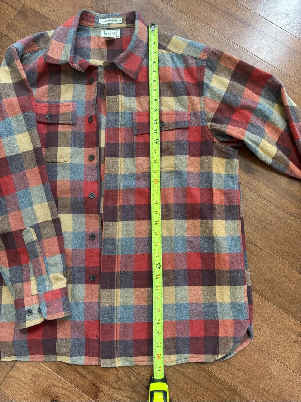 L.L. Bean Red Multi-Plaid Wool-Blend Shirt Jacket